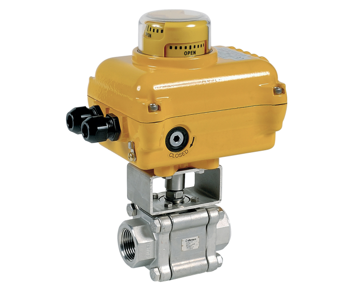 3 piece stainless steel ball valve 703 BW 1/2'' + SA05 230V AC